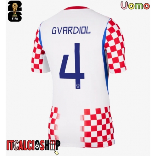 Croazia Josko Gvardiol #4 Prima Maglia Mondiali 2026 Manica Corta